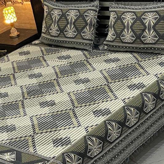 Elegant Black, Brown & Beige Multani Bedsheet – Riwaj Collection